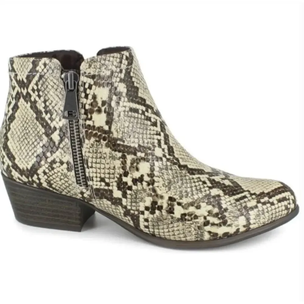 Unionbay Natural Snakeskin Tabby Boots 6 NWOT Ankle Booties Tan Brown Western